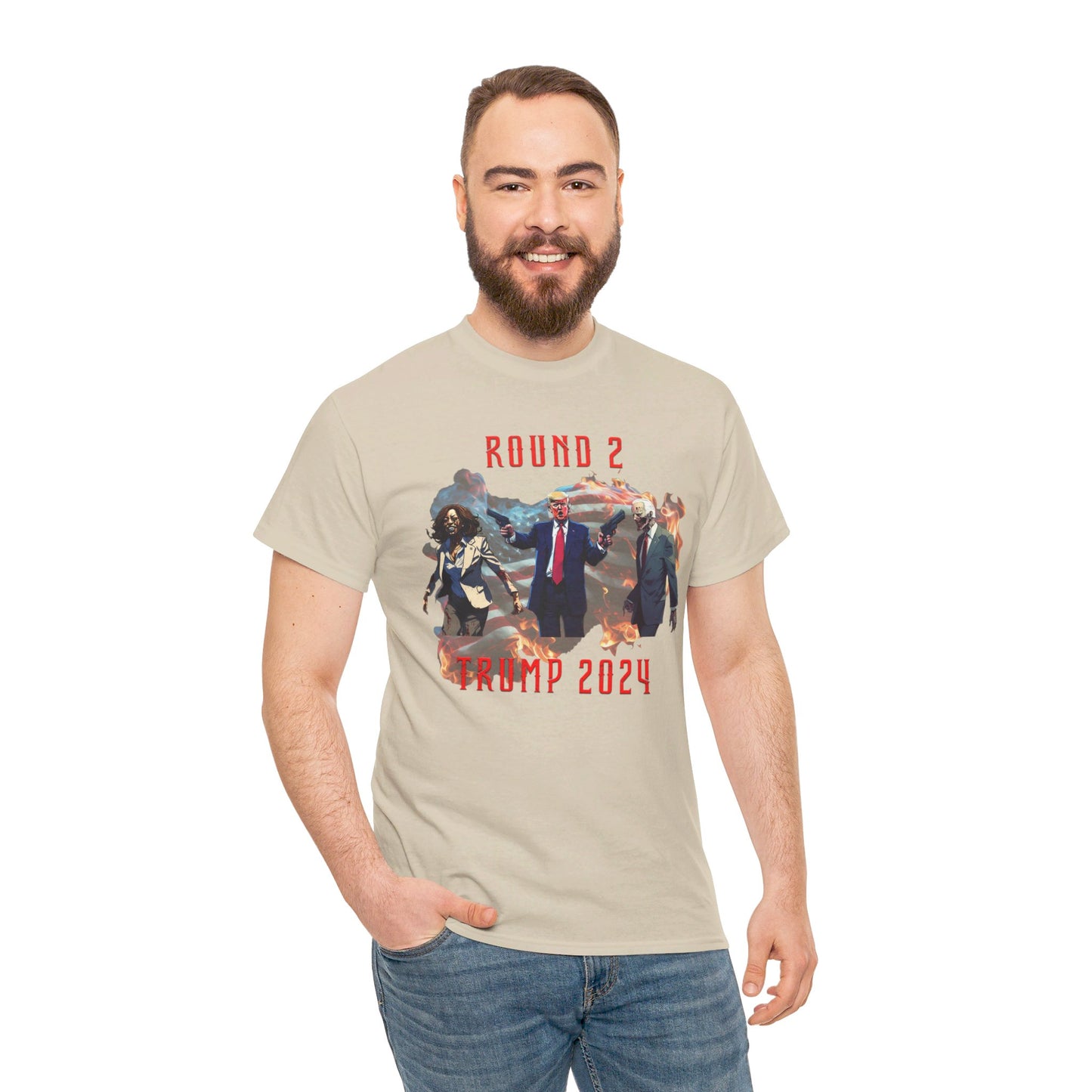 Animated Trump shooting zombies Tee