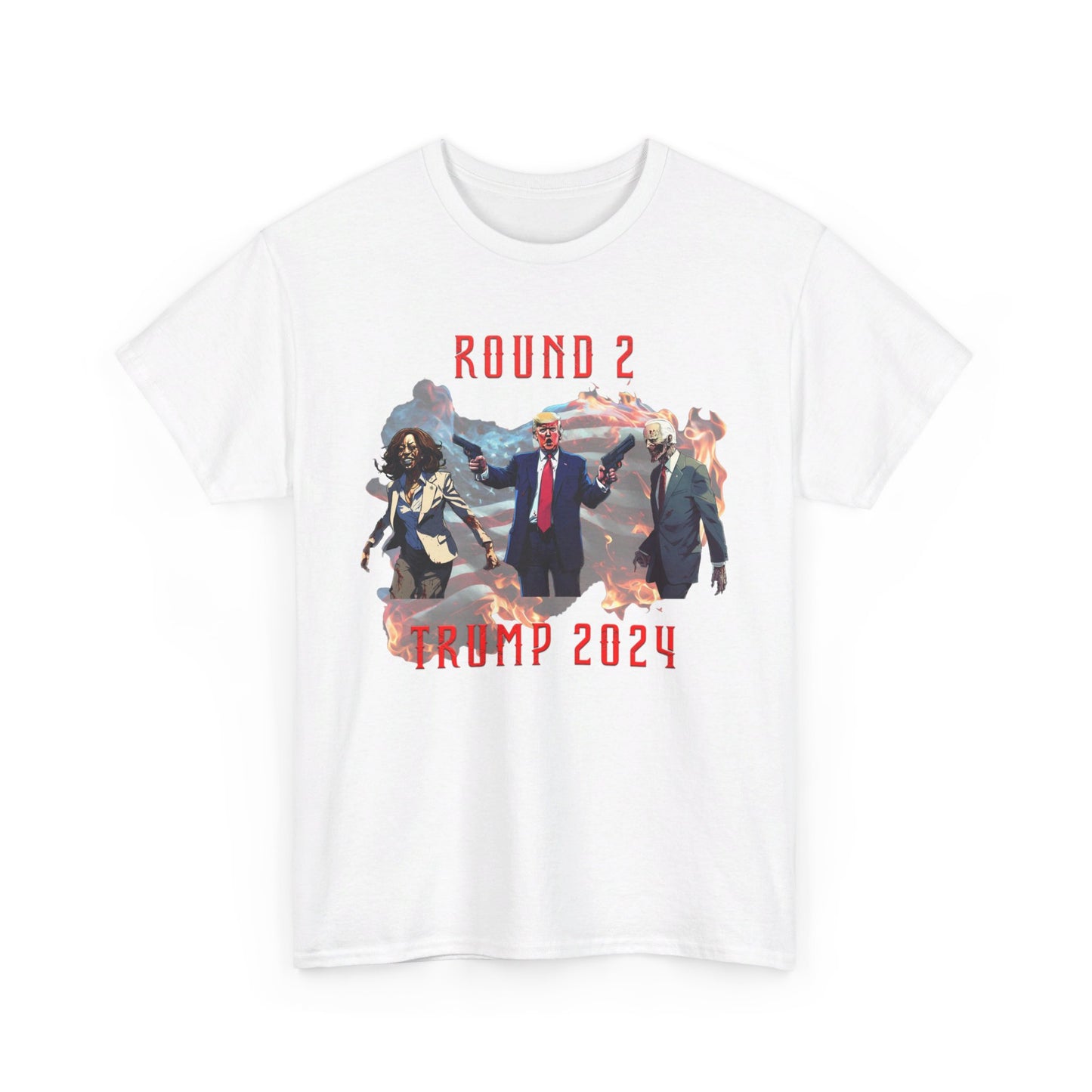 Animated Trump shooting zombies Tee