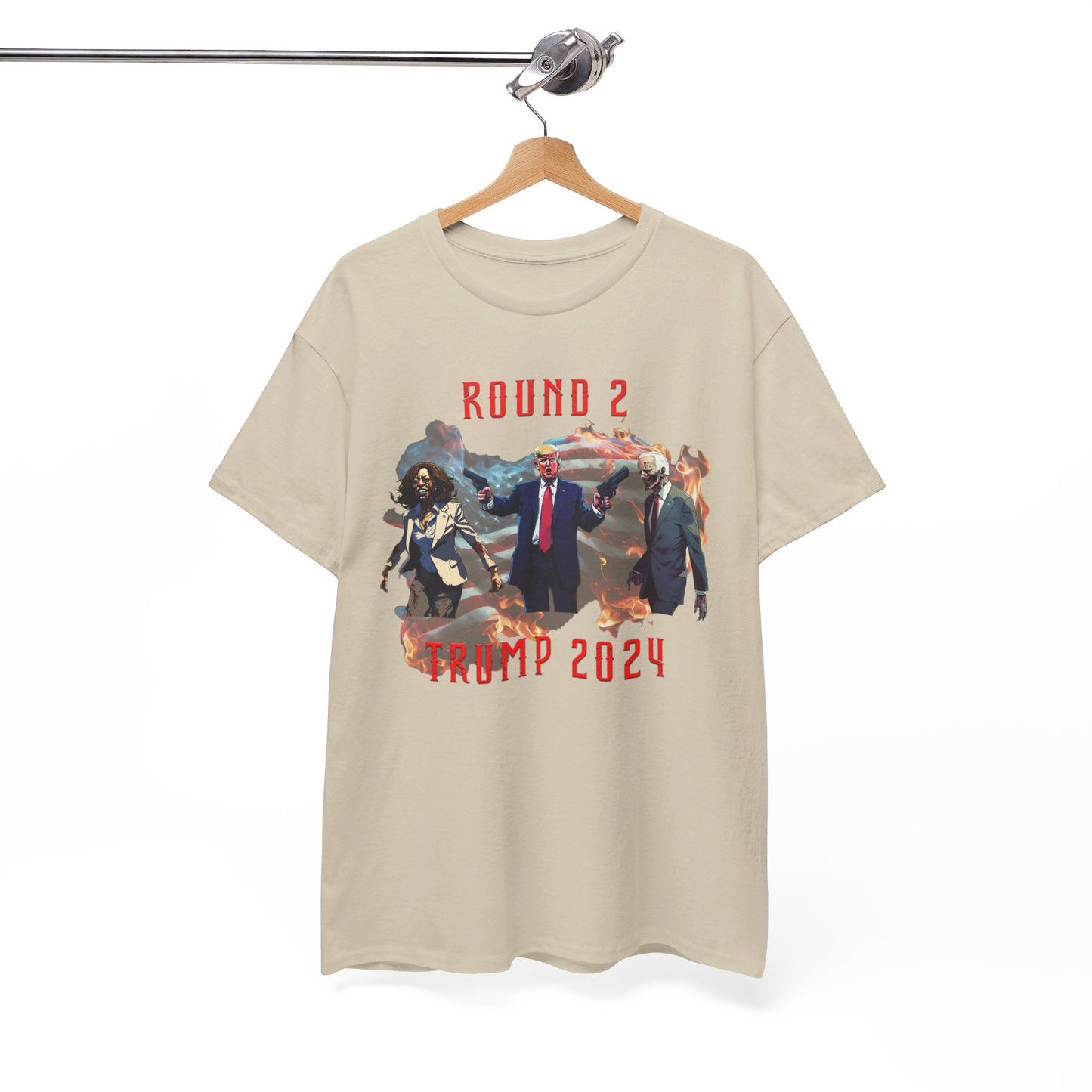 Animated Trump shooting zombies Tee