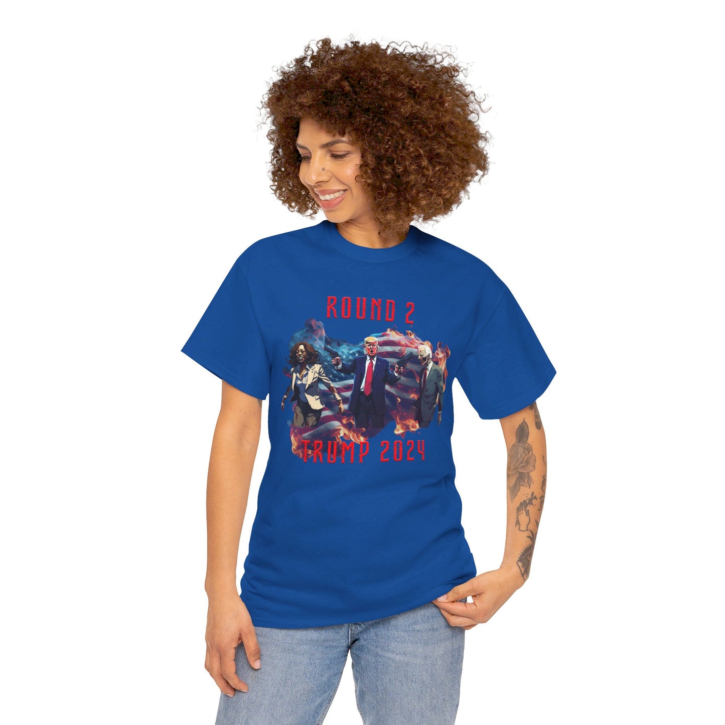 Animated Trump shooting zombies Tee